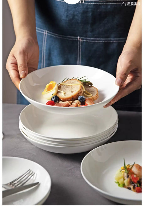 MH Isabela Elegant Pure White Ceramic Dish Set from MH