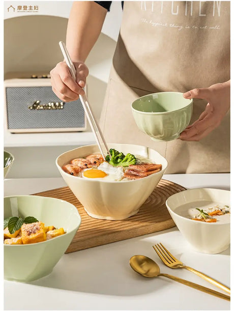 MH Isadora Elegant Ceramic Ramen Bowl Set. from MH