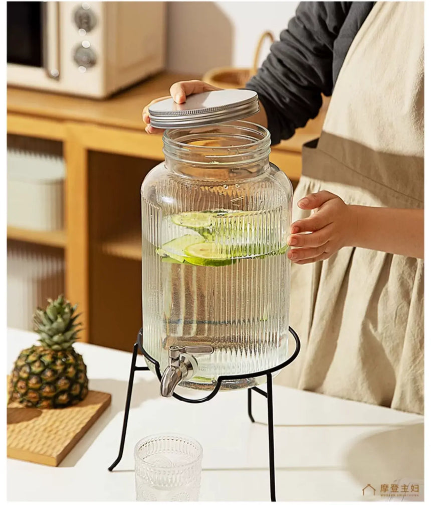 MH Santiago Elegant Glass Beverage Bucket with Faucet from MH