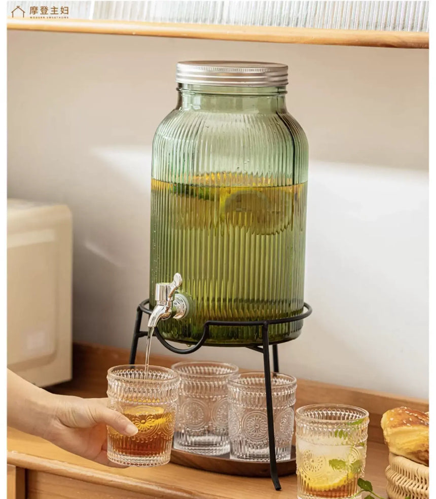 MH Santiago Elegant Glass Beverage Bucket with Faucet from MH