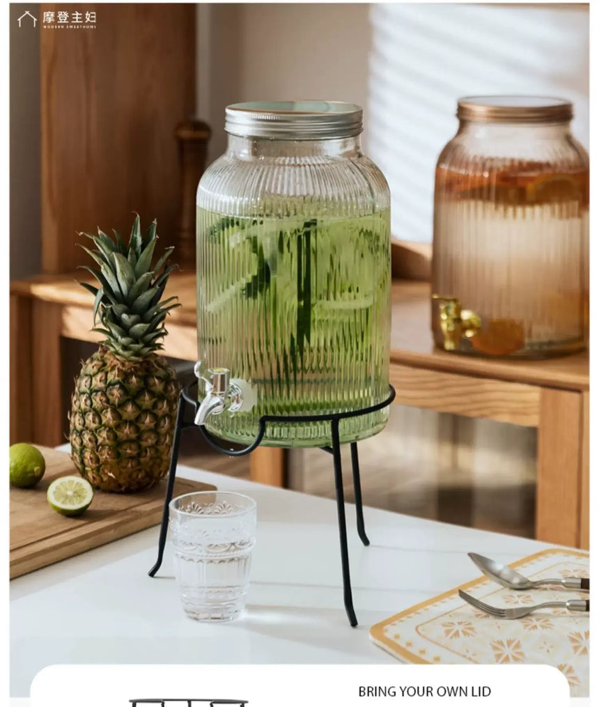 MH Santiago Elegant Glass Beverage Bucket with Faucet from MH
