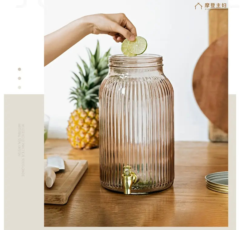 MH Santiago Elegant Glass Beverage Bucket with Faucet from MH