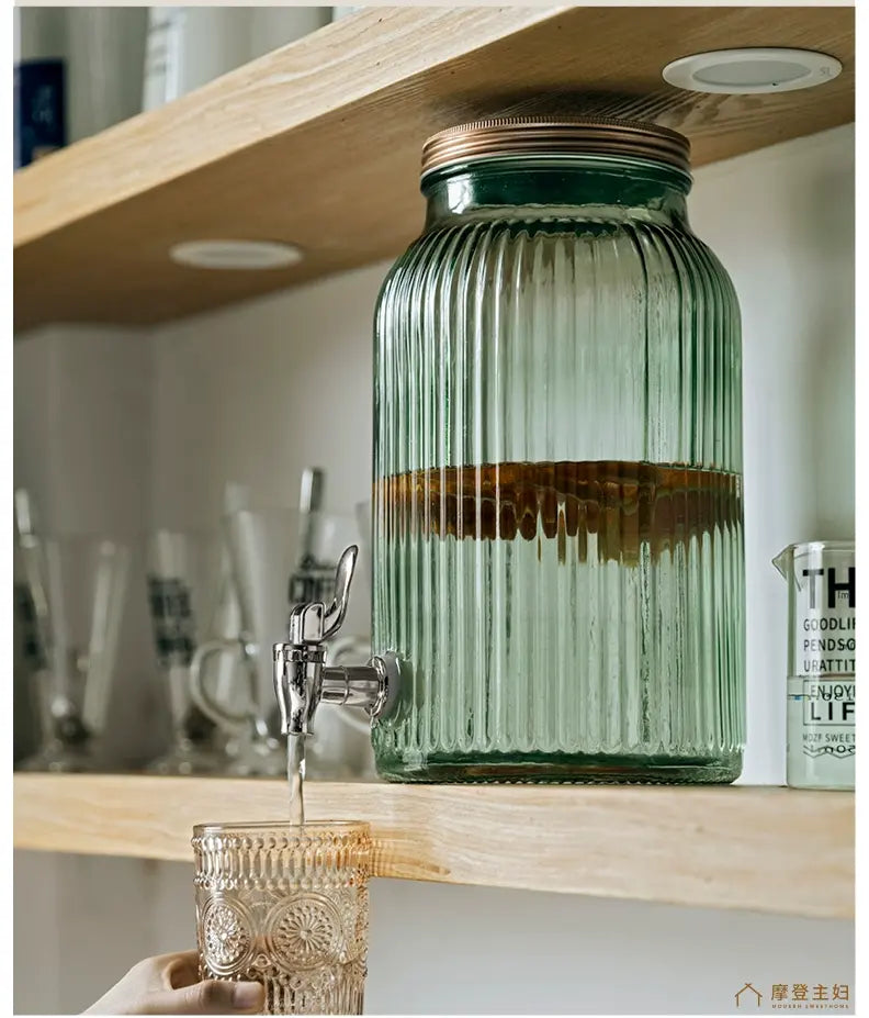 MH Santiago Elegant Glass Beverage Bucket with Faucet from MH