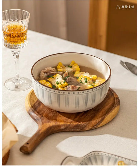 MH Yamaguchi Elegant Ceramic Soup Bowl - High-End Home Use from MH