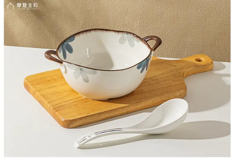 MH Yuki Functional Ceramic Double Ear Noodle Bowl from MH
