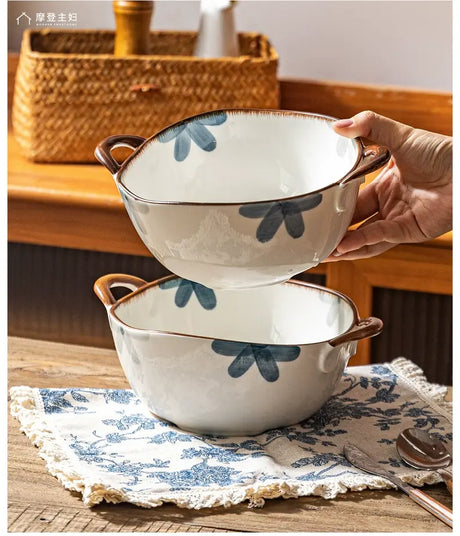 MH Yuki Functional Ceramic Double Ear Noodle Bowl from MH