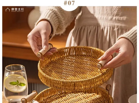 MH Zoriana Chic Imitation Rattan Fruit Plate Home Basket from MH