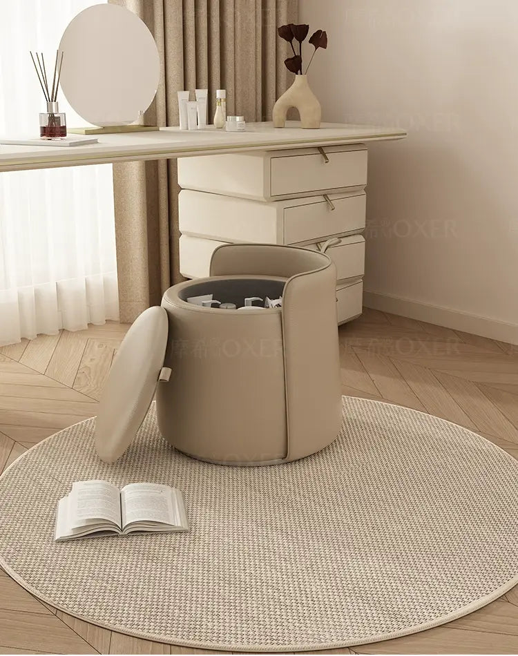 MOXER Calliope Luxe Genuine Leather Rotating Makeup Stool from MOXER