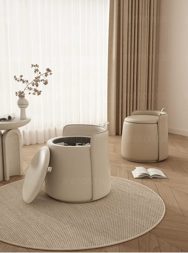 MOXER Calliope Luxe Genuine Leather Rotating Makeup Stool from MOXER