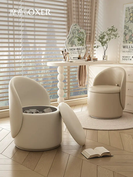 MOXER Elowen Elegant Genuine Leather Rotating Makeup Stool from MOXER