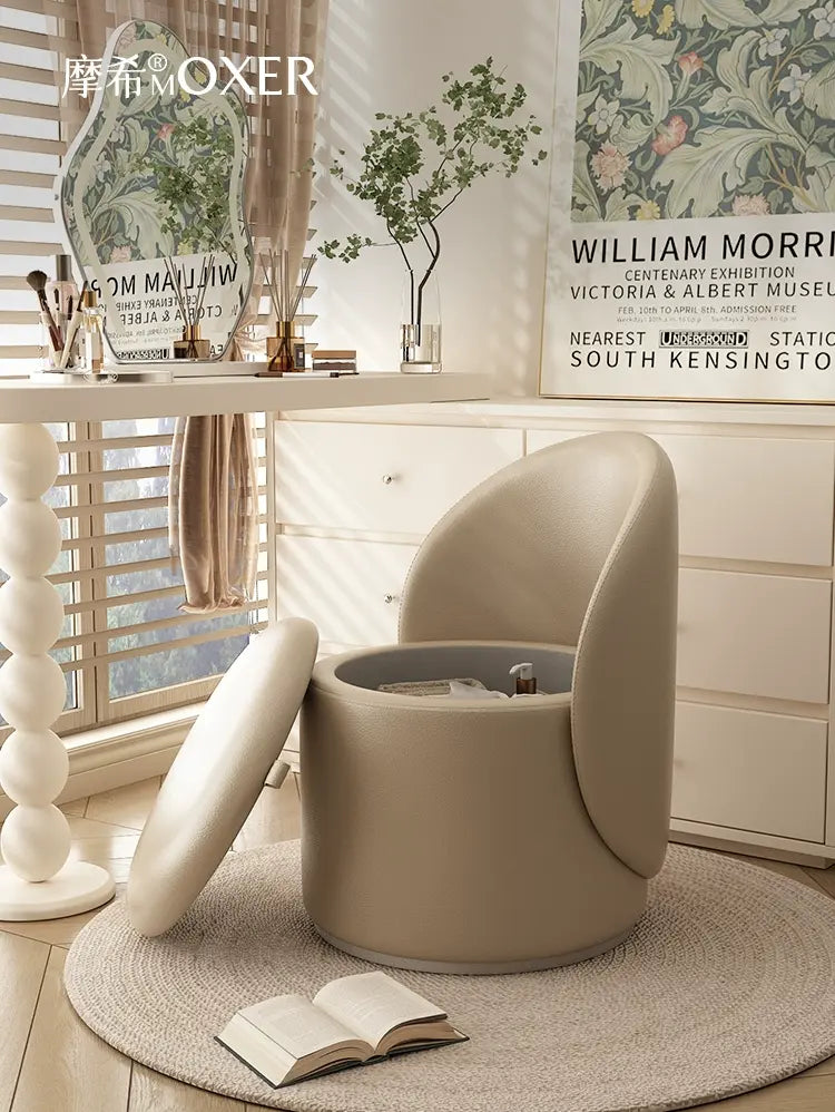 MOXER Elowen Elegant Genuine Leather Rotating Makeup Stool from MOXER