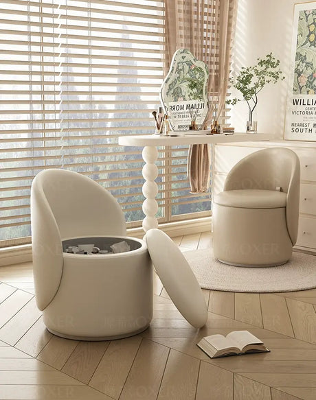 MOXER Elowen Elegant Genuine Leather Rotating Makeup Stool from MOXER