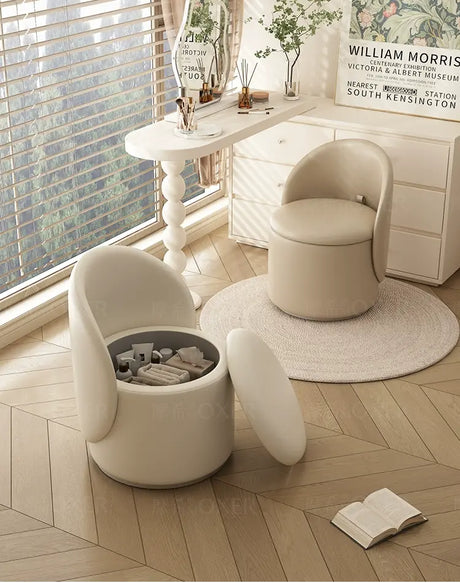 MOXER Elowen Elegant Genuine Leather Rotating Makeup Stool from MOXER