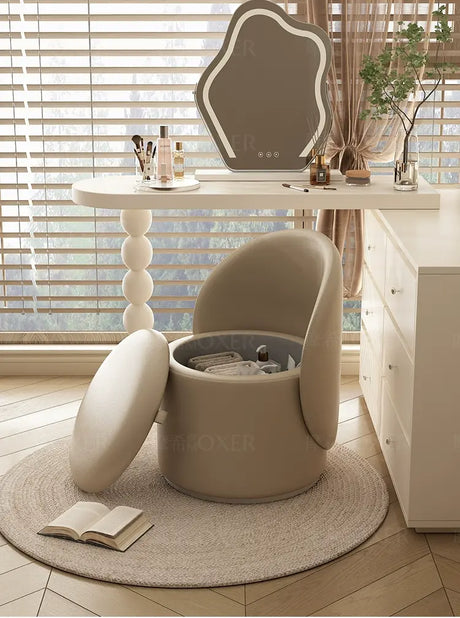 MOXER Elowen Elegant Genuine Leather Rotating Makeup Stool from MOXER
