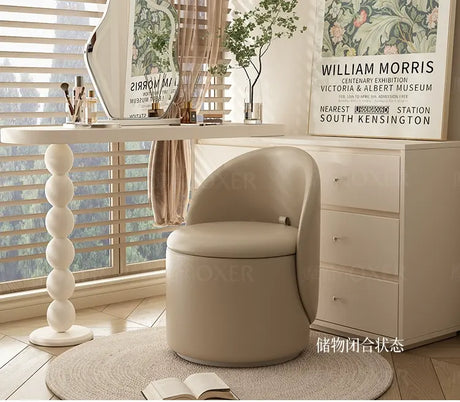 MOXER Elowen Elegant Genuine Leather Rotating Makeup Stool from MOXER