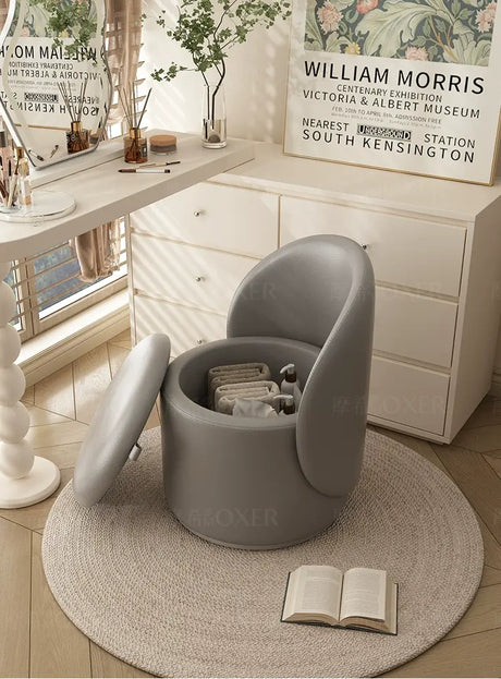 MOXER Elowen Elegant Genuine Leather Rotating Makeup Stool from MOXER