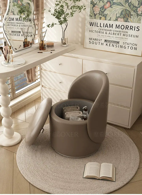 MOXER Elowen Elegant Genuine Leather Rotating Makeup Stool from MOXER