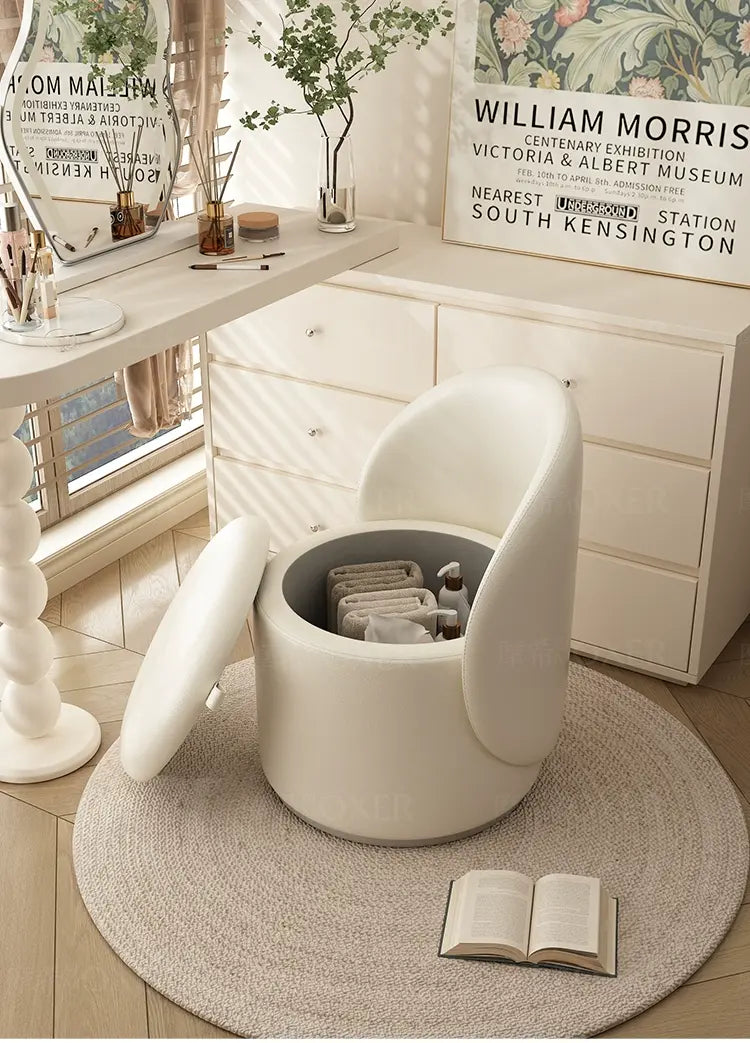 MOXER Elowen Elegant Genuine Leather Rotating Makeup Stool from MOXER