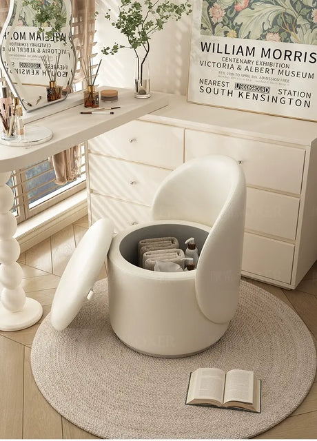 MOXER Elowen Elegant Genuine Leather Rotating Makeup Stool from MOXER
