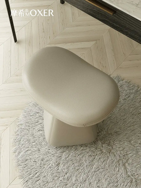 MOXER Iskandar Opulent Leather Upholstered Dressing Stool from MOXER