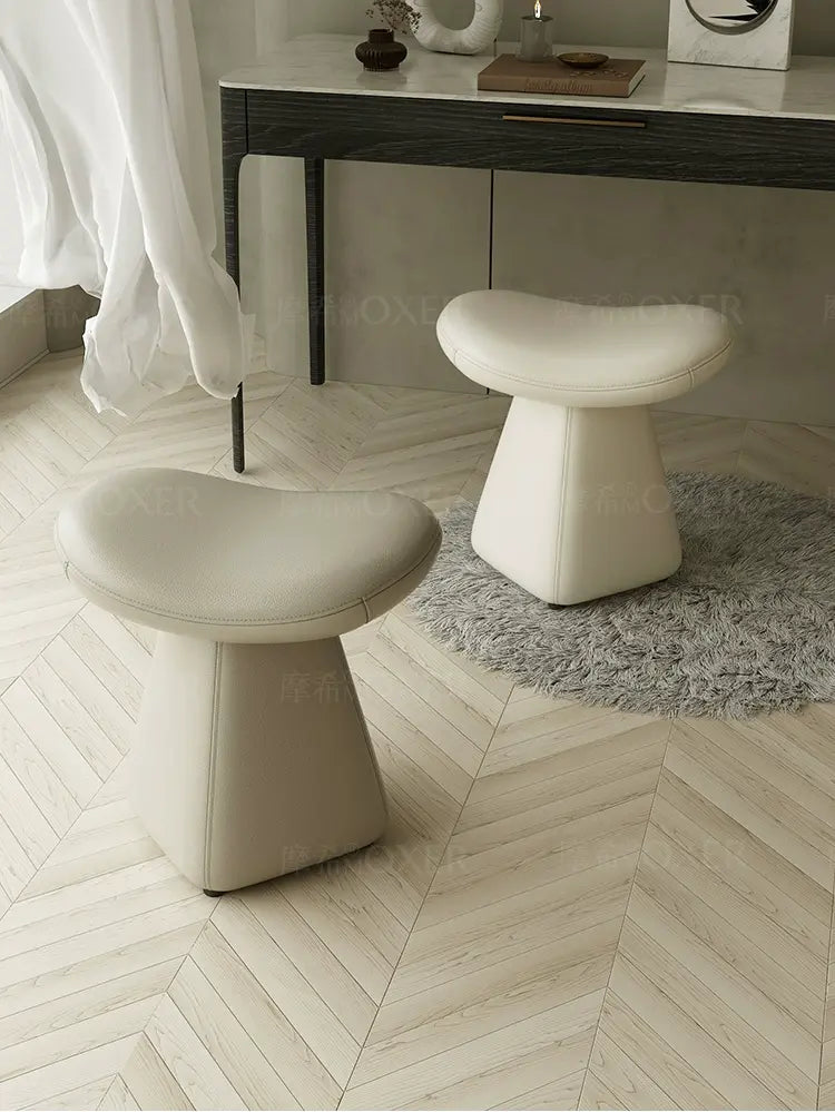 MOXER Iskandar Opulent Leather Upholstered Dressing Stool from MOXER