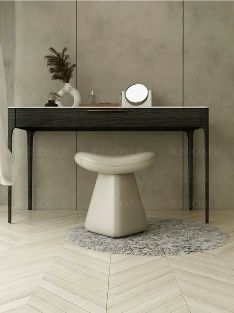 MOXER Iskandar Opulent Leather Upholstered Dressing Stool from MOXER