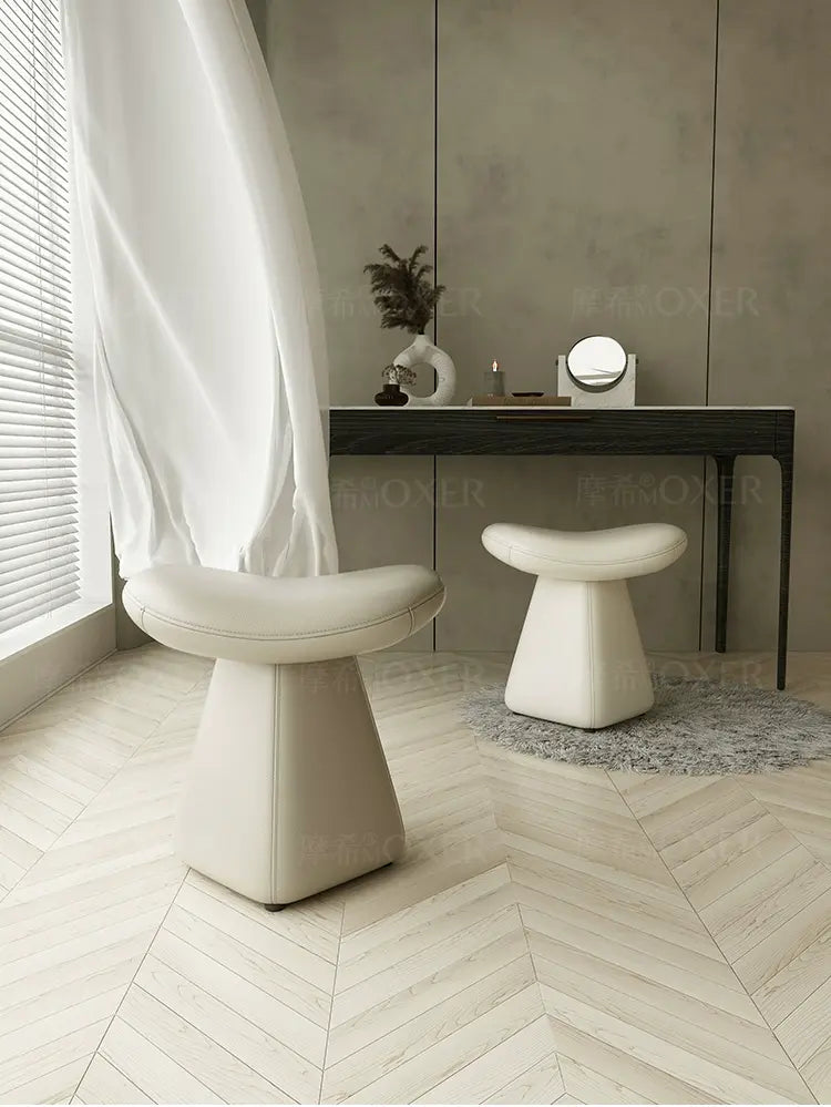 MOXER Iskandar Opulent Leather Upholstered Dressing Stool from MOXER