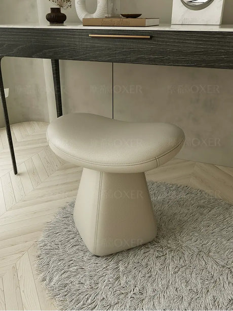 MOXER Iskandar Opulent Leather Upholstered Dressing Stool from MOXER