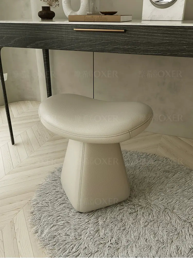 MOXER Iskandar Opulent Leather Upholstered Dressing Stool from MOXER
