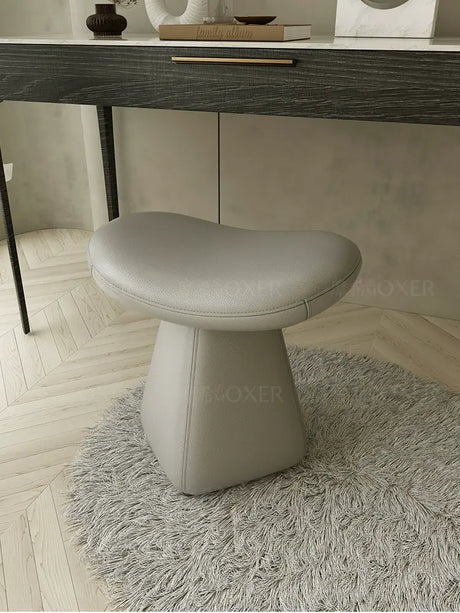 MOXER Iskandar Opulent Leather Upholstered Dressing Stool from MOXER