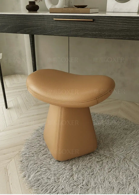 MOXER Iskandar Opulent Leather Upholstered Dressing Stool from MOXER