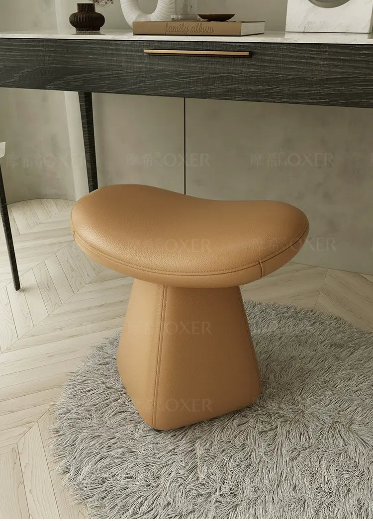 MOXER Iskandar Opulent Leather Upholstered Dressing Stool from MOXER
