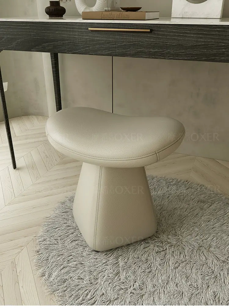 MOXER Iskandar Opulent Leather Upholstered Dressing Stool from MOXER