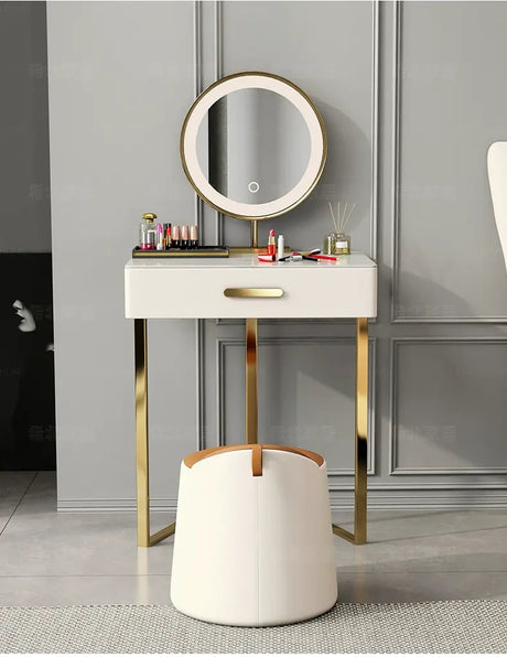 MOXER Juniper Luxe Minimalist Leather Makeup Stool from MOXER