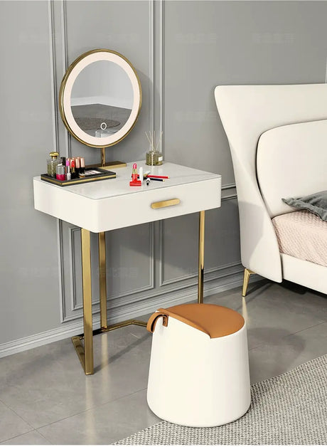 MOXER Juniper Luxe Minimalist Leather Makeup Stool from MOXER