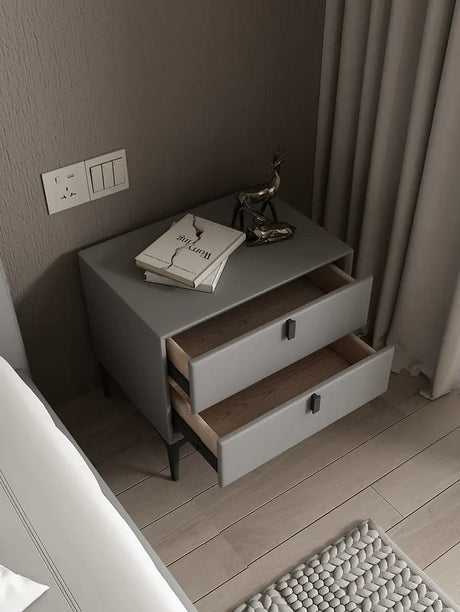 MOXER Lysandra Elegant Leather & Wood Minimalist Bedside Cabinet from MOXER