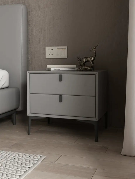 MOXER Lysandra Elegant Leather & Wood Minimalist Bedside Cabinet from MOXER