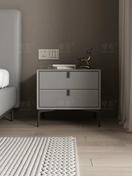 MOXER Lysandra Elegant Leather & Wood Minimalist Bedside Cabinet from MOXER