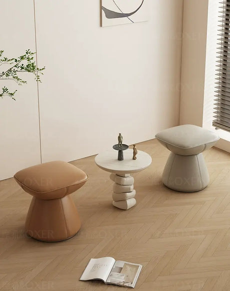 MOXER Sakura Elegant Cream Retro Leather Stool from MOXER