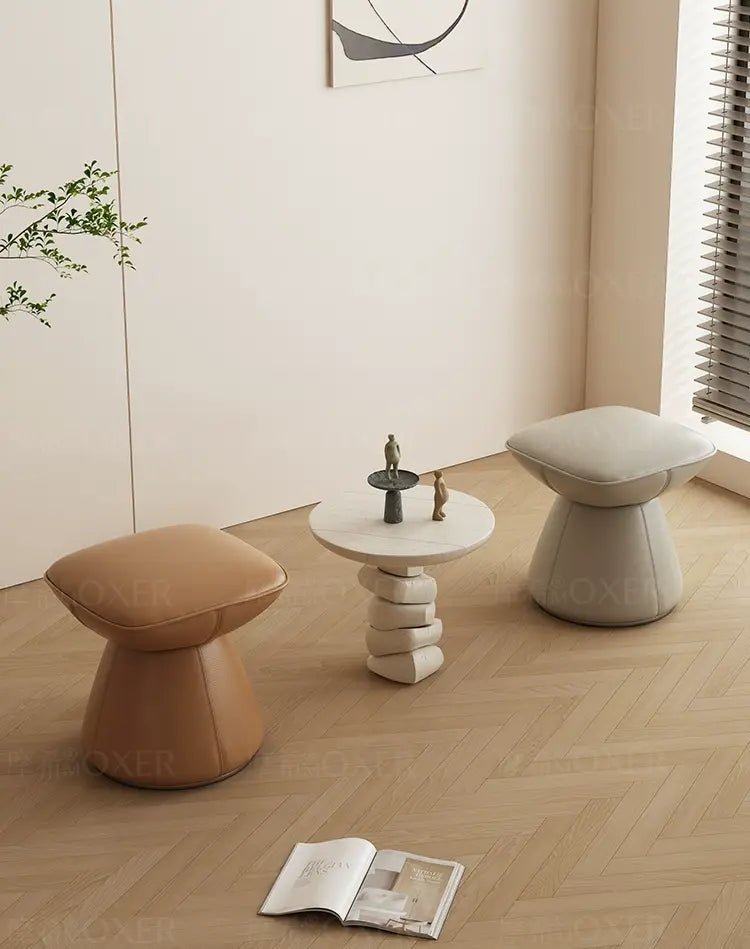 MOXER Sakura Elegant Cream Retro Leather Stool from MOXER