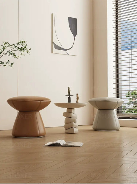 MOXER Sakura Elegant Cream Retro Leather Stool from MOXER