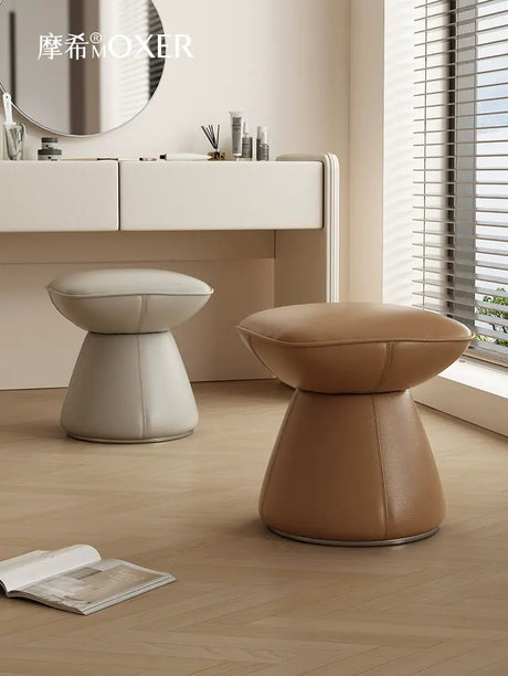 MOXER Santiago Retro Cream Leather Rotatable Stool from MOXER