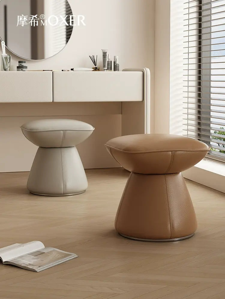 MOXER Santiago Retro Cream Leather Rotatable Stool from MOXER
