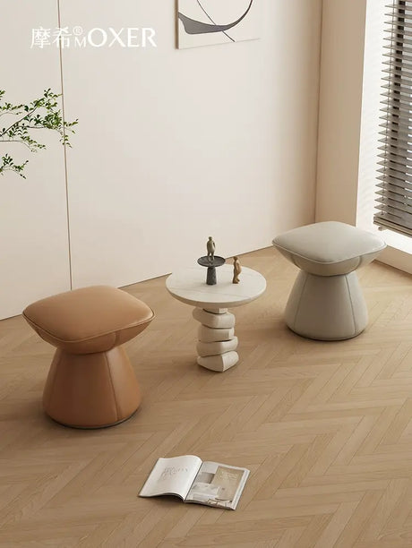 MOXER Santiago Retro Cream Leather Rotatable Stool from MOXER