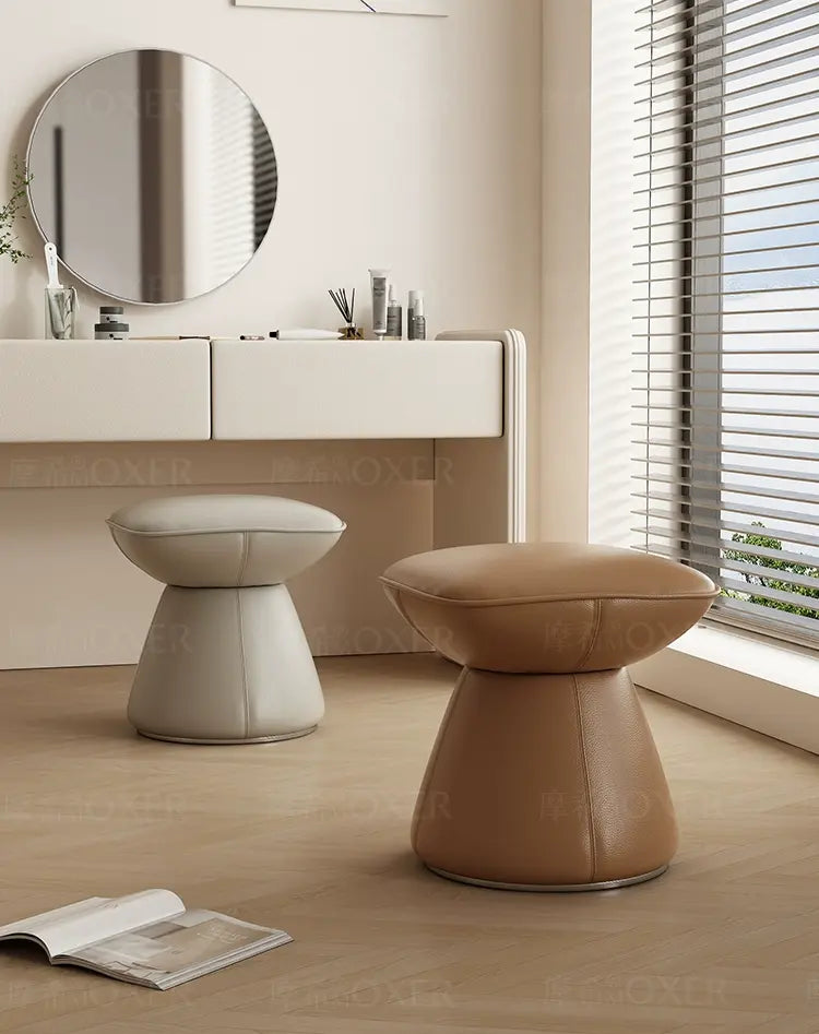 MOXER Santiago Retro Cream Leather Rotatable Stool from MOXER