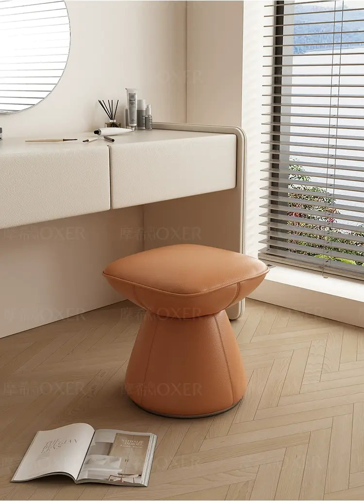 MOXER Santiago Retro Cream Leather Rotatable Stool from MOXER