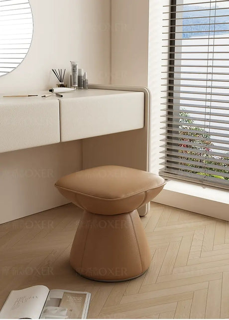 MOXER Santiago Retro Cream Leather Rotatable Stool from MOXER