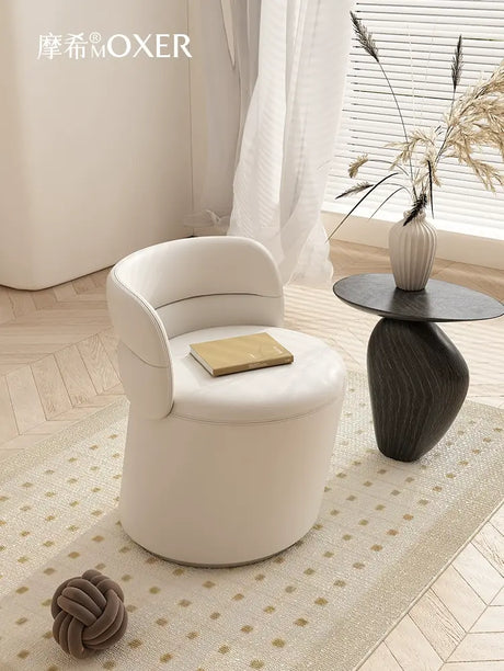 MOXER Takamori Exquisite Leather Solid Wood Makeup Stool from MOXER