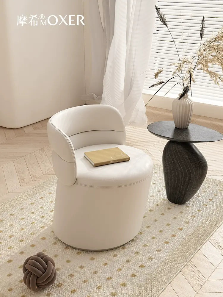 MOXER Takamori Exquisite Leather Solid Wood Makeup Stool from MOXER