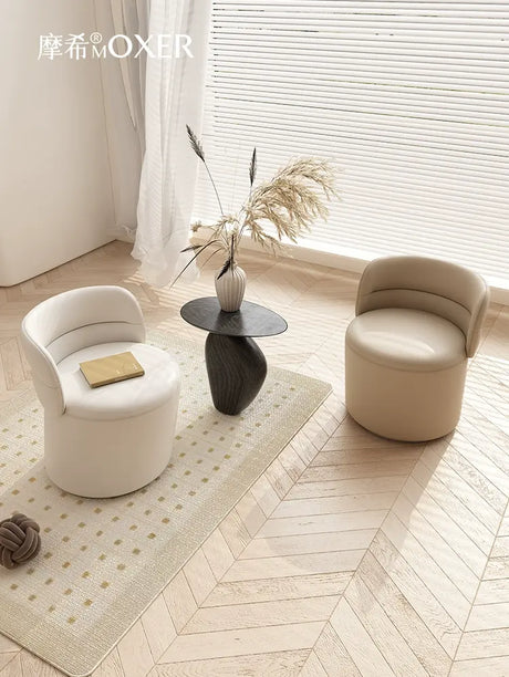 MOXER Takamori Exquisite Leather Solid Wood Makeup Stool from MOXER